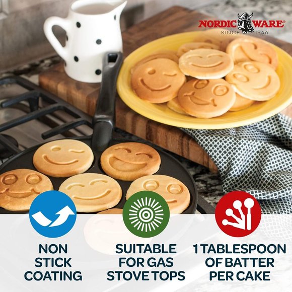 NWOT Nordic Ware Smiley Face Non-Stick Pancake Pan - Picture 2 of 12